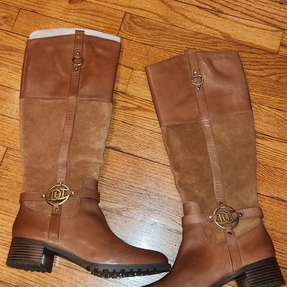 Etienne Aigner Tan and Brown Over the Knee Boots - Picture 3 of 3